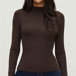 Dynamite Chocolate Long Sleeve Mock Neck Top - New with Tags